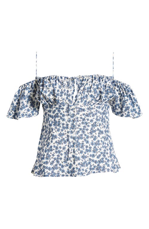 Shop Faithfull The Brand Menton Off The Shoulder Top In Leilani Print/mid Blue