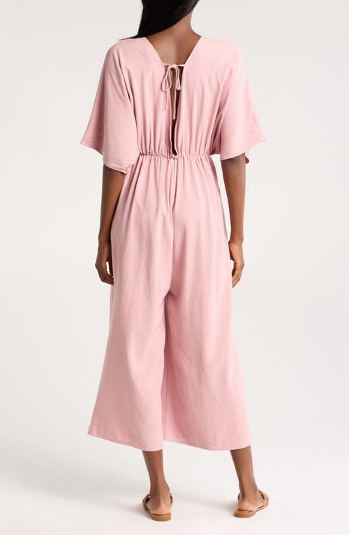 Nordstrom Plunge Neck Jumpsuit In Pink Zephyr