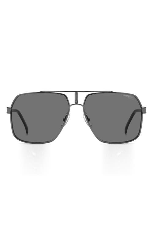 Carrera Eyewear 62mm Polarized Rectangular Sunglasses In Dark Ruth Black/gray Polar