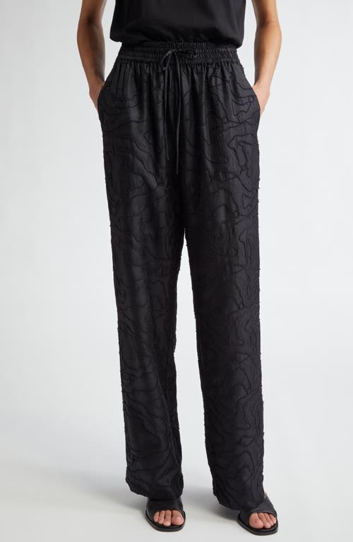 Shop Loulou Studio Basilia Embroidered Silk Pants In Black/black