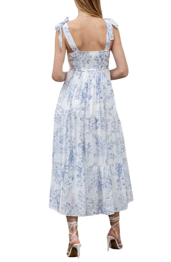 BLU PEPPER BLU PEPPER FRUIT BLOSSOM TIE STRAP TIERED MIDI SUNDRESS 
