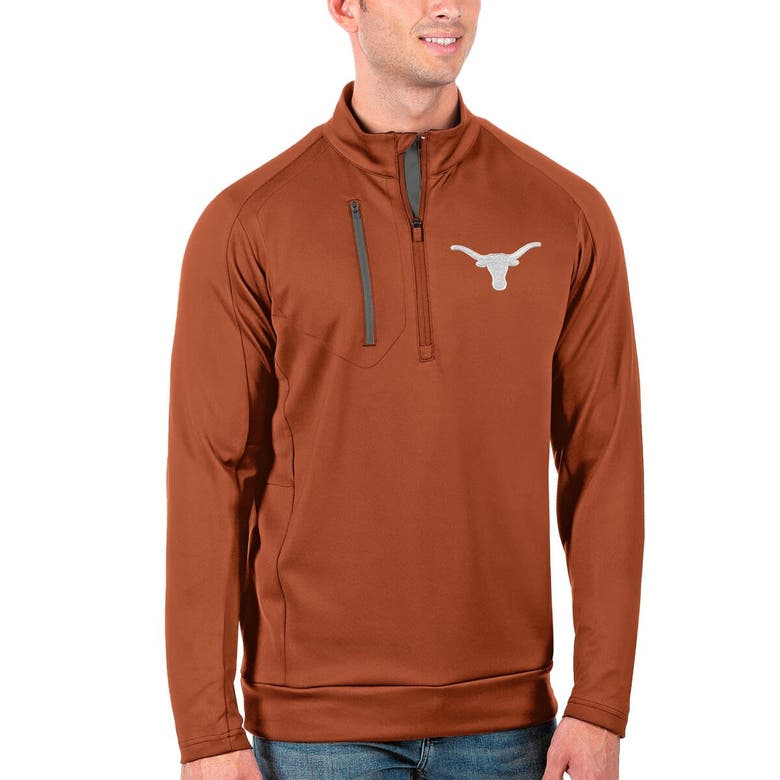 Shop Antigua Texas Orange/charcoal Texas Longhorns Generation Half-zip Pullover Jacket In Burnt Orange