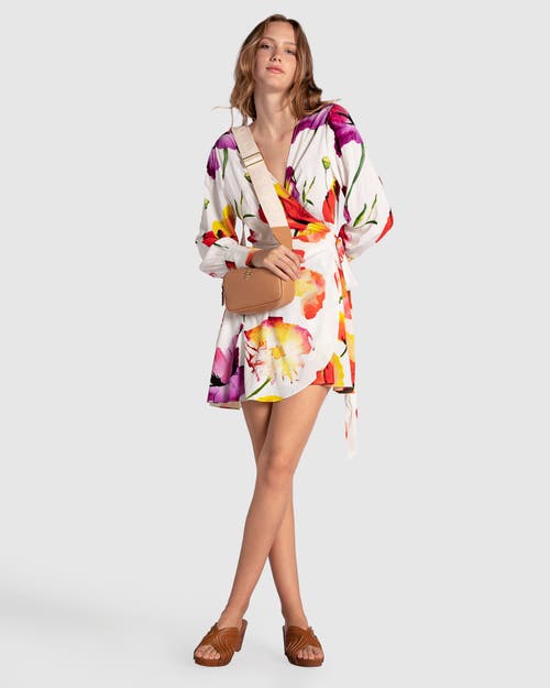 Belle & Bloom The Dancer Longsleeve Mini Wrap Dress In Wild Poppies