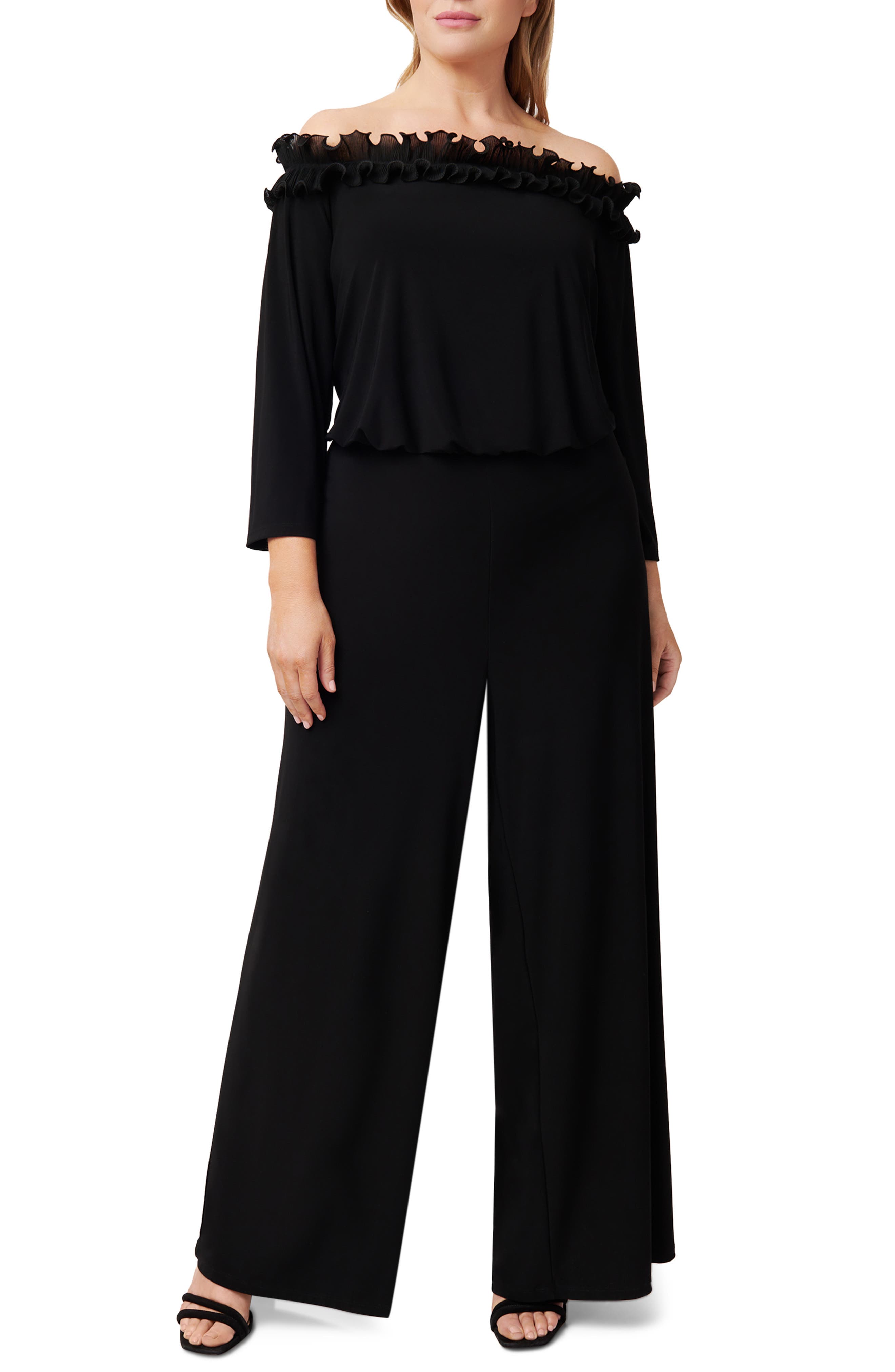 adrianna papell off the shoulder jumpsuit