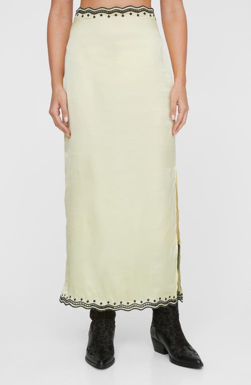 Shop Nasty Gal Scallop Satin Maxi Skirt In Lemon