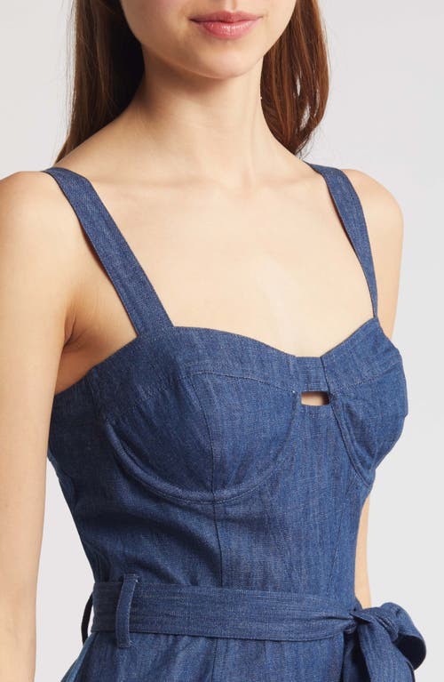 Shop Du Paradis Canggu Denim Midi Dress In Patchwork Denim