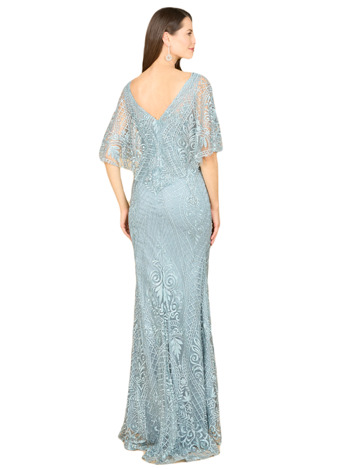 Lara New York Cape Sleeve Mermaid Gown In Dusk