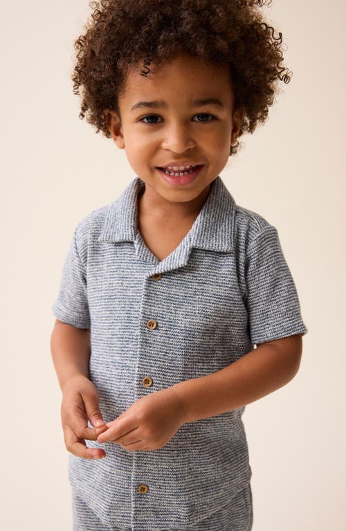 Shop Next Kids' Textured Button-up Shirt & Shorts In Grey