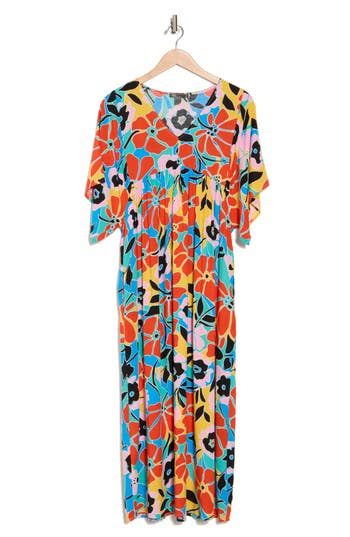 By Design Molly Maxi Dress In Red Blue Combo