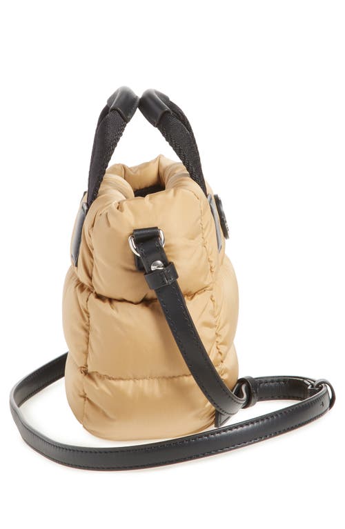 Shop Moncler Micro Caradoc Puffer Crossbody Tote In Camel