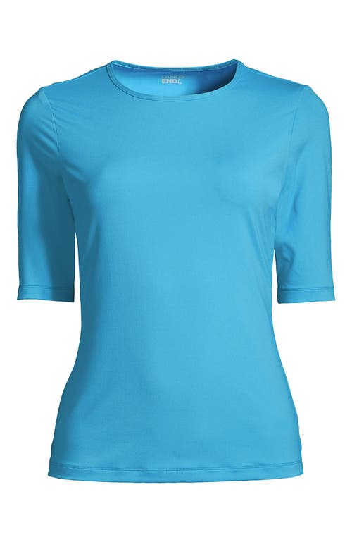 Shop Lands' End Long Crew Neck Rash Guard Upf 50 Sun Protection Swim Tee In Turquoise