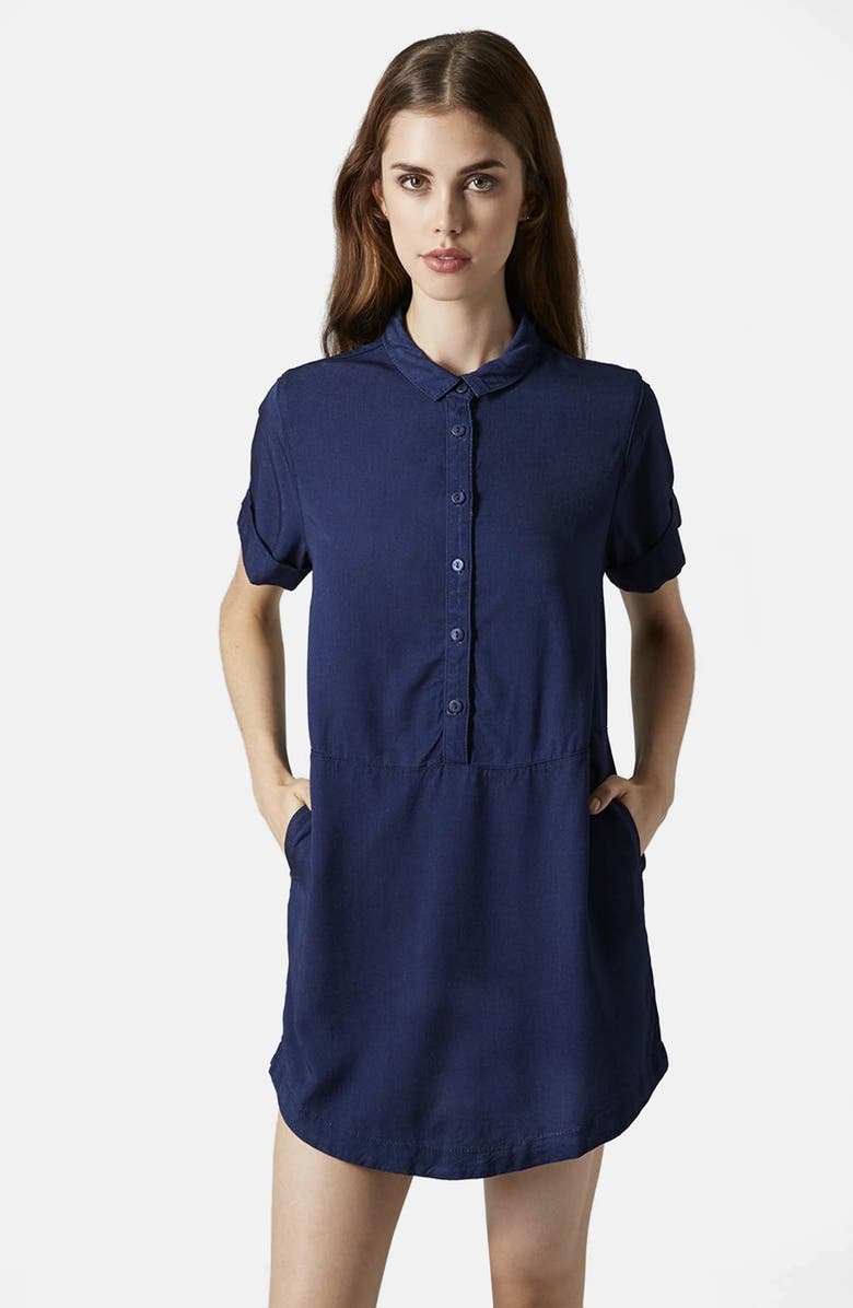 TOPSHOP Denim Shirtdress, Main, color, INDIGO DENIM