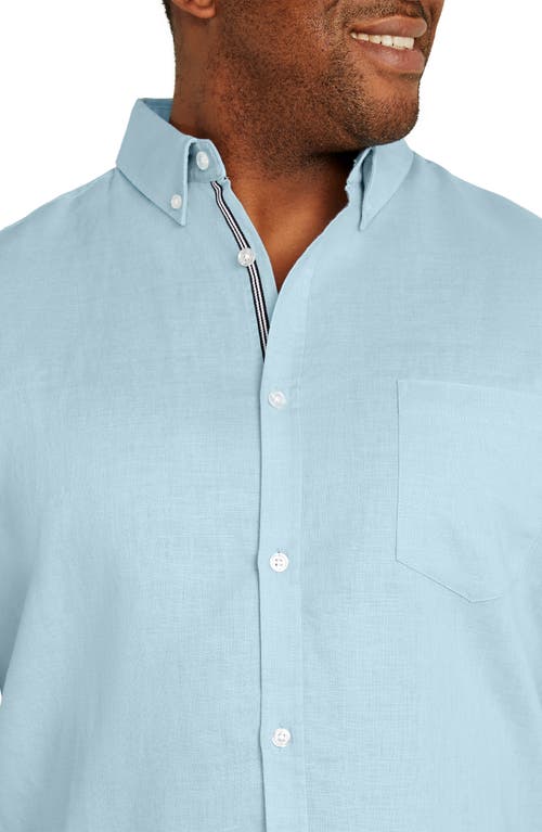 Shop Johnny Bigg Fresno Short Sleeve Linen & Cotton Button-down Shirt In Sky