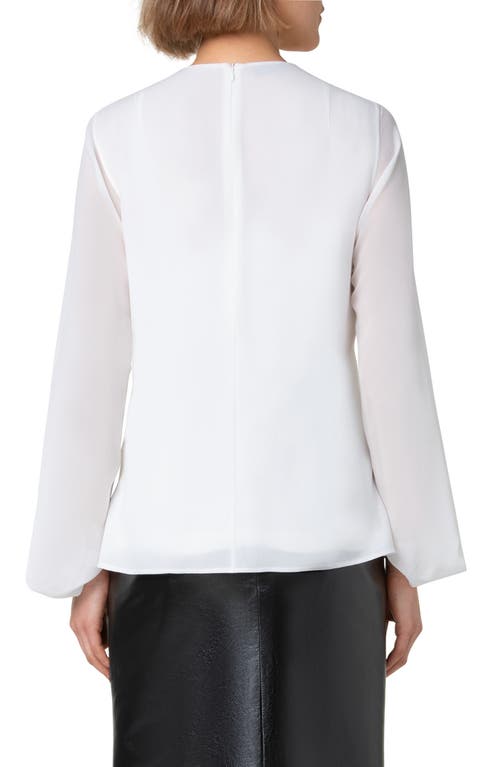 Shop Akris Split Sleeve Silk Georgette Top In Ecru