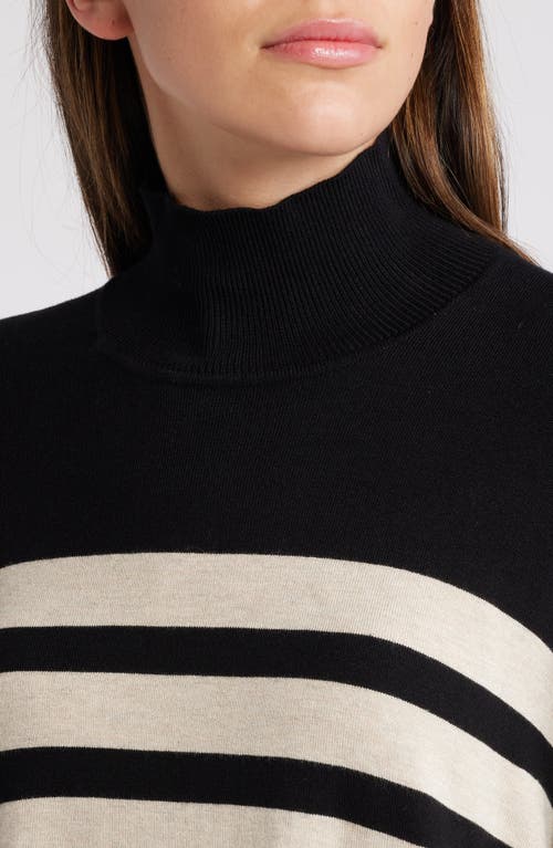 Shop Masai Copenhagen Fasoni Stripe Mock Neck Sweater In Black/jet