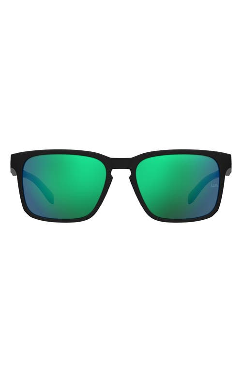 Under Armour 57mm Rectangular Sunglasses in Black/Green Multilayer at Nordstrom