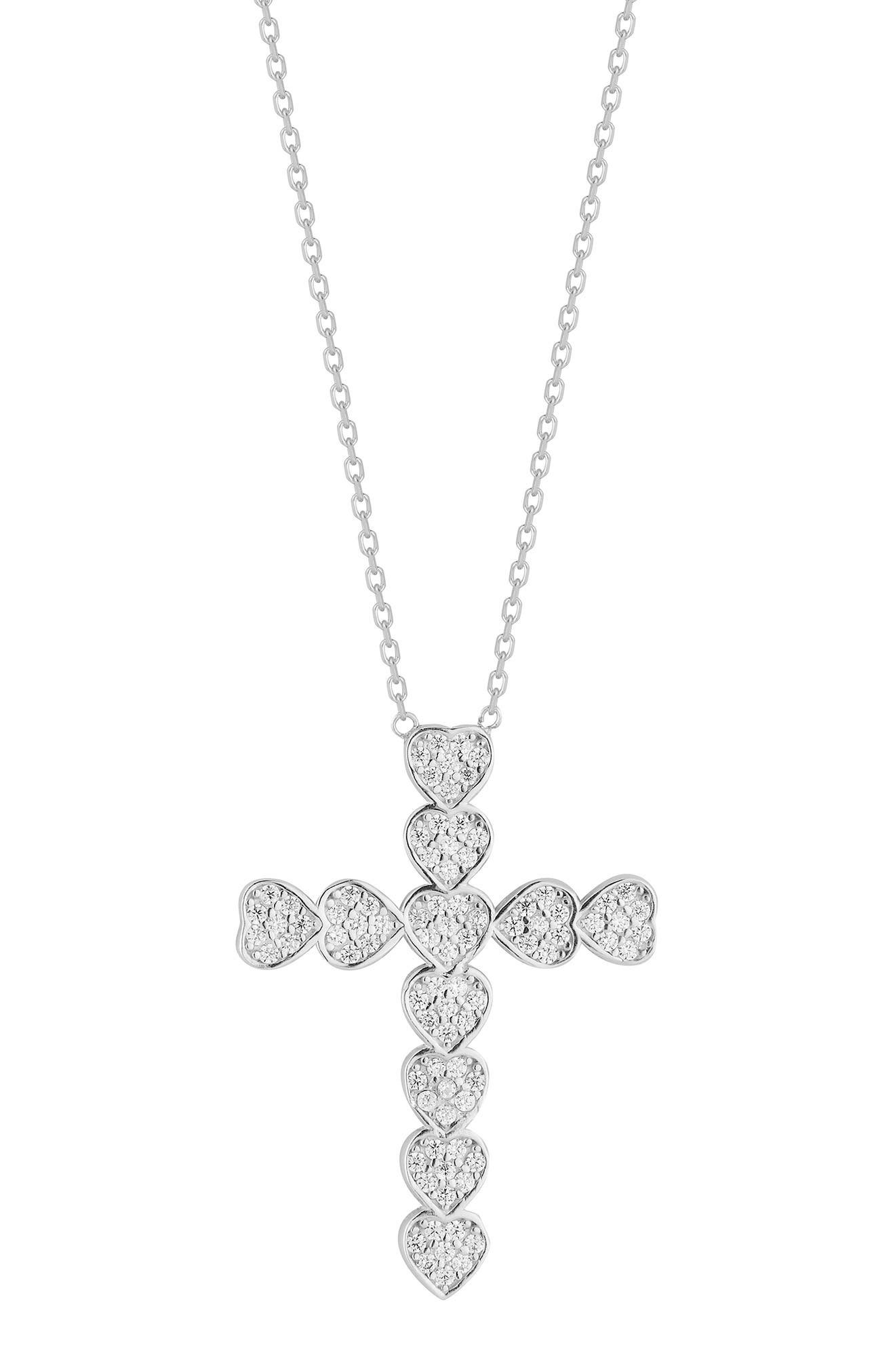 Sphera Milano CZ Heart Cross Necklace in Silver at Nordstrom Rack