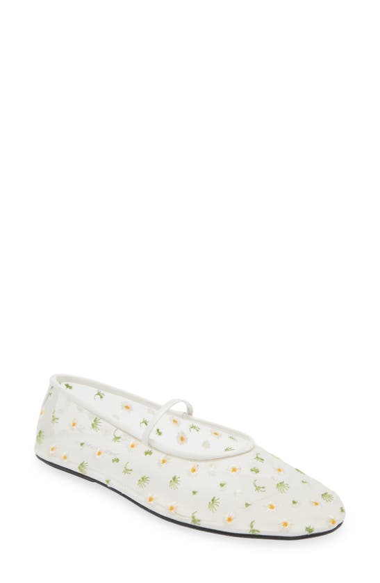 Shop Jeffrey Campbell Dancer Embroidered Mary Jane Flat In White Daisies