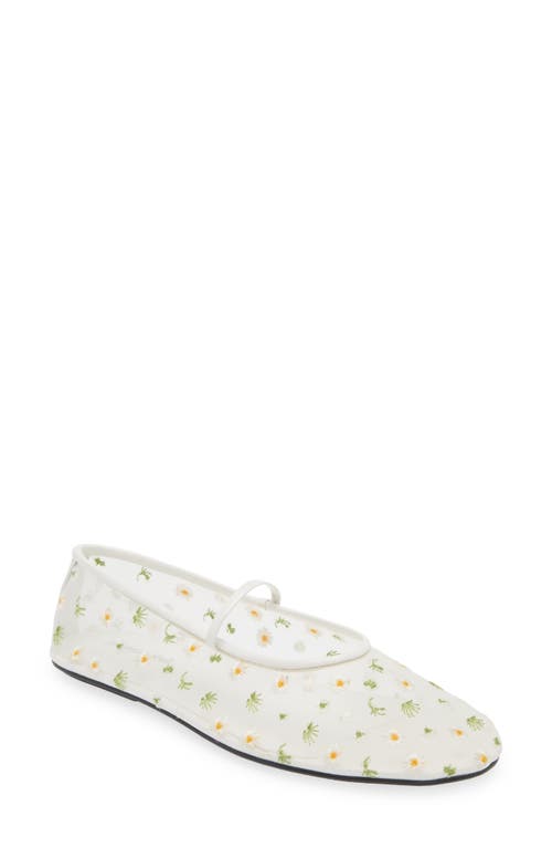 Jeffrey Campbell Dancer Embroidered Mary Jane Flat White Daisies at Nordstrom,