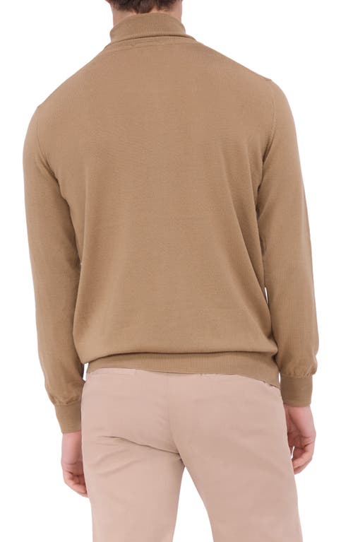 Shop Bugatchi Sawyer Merino Wool Turtleneck Sweater In Camel