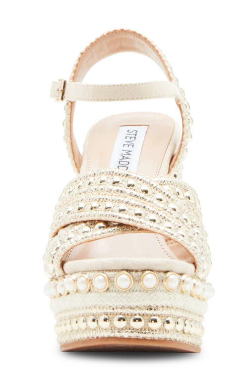 Shop Steve Madden Juniper Platform Wedge Sandal In Gold Multi