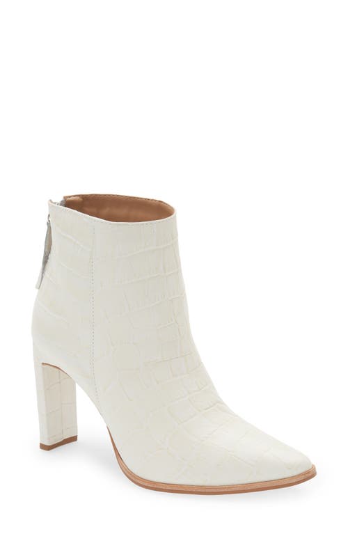 Kaanas Cologne Croc-Embossed Bootie in Ivory