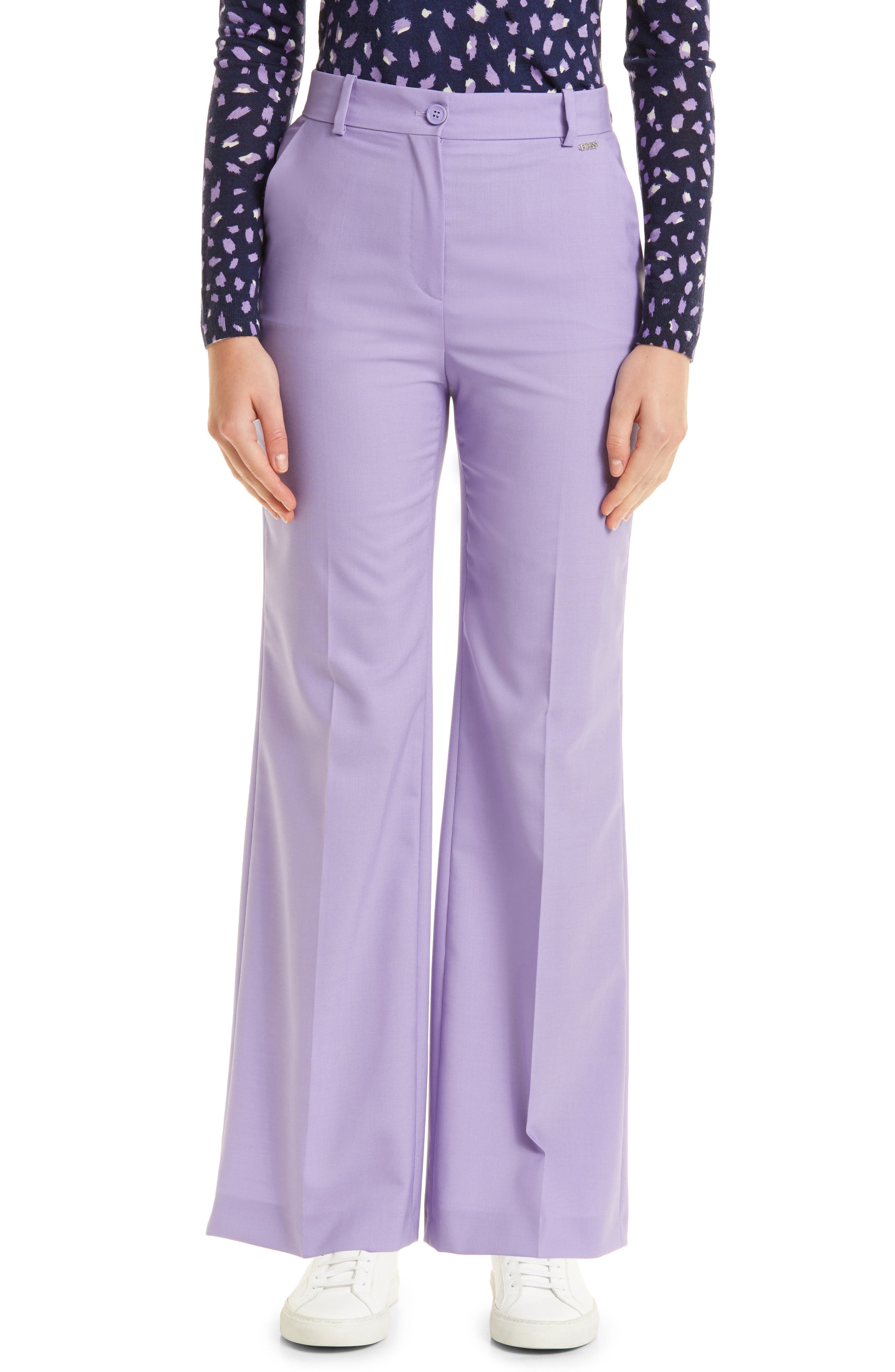 BOSS Women's Telda Viscose and Virgin Wool Trousers Grey