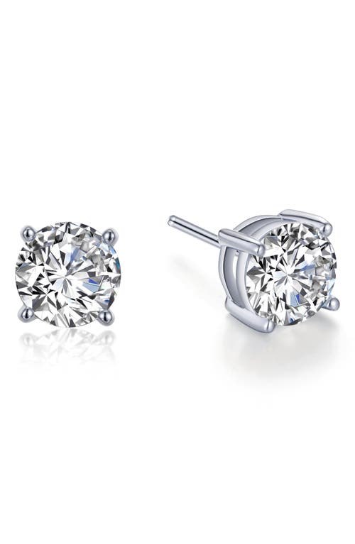 Simulated Diamond Round Stud Earrings in White/Silver