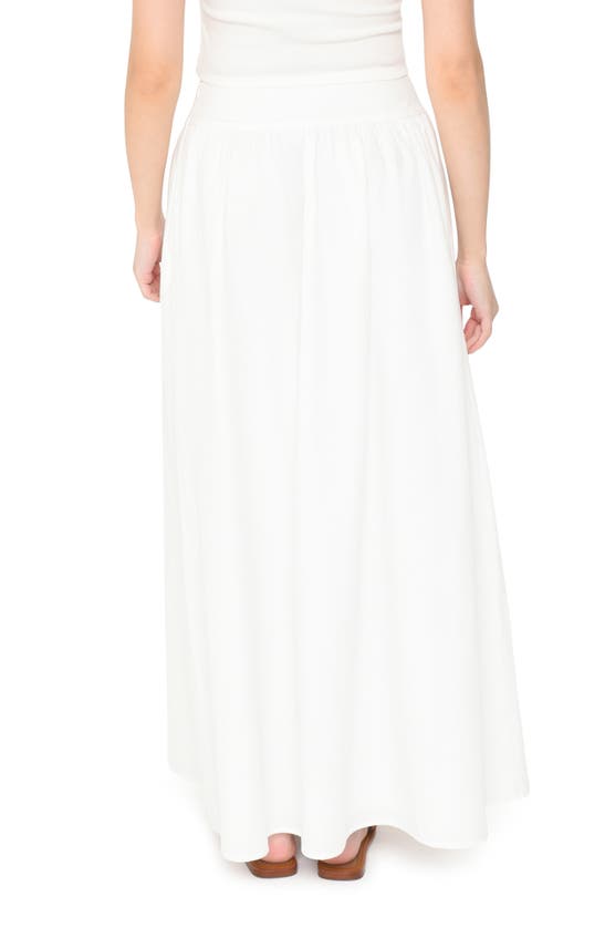 Shop Wayf Nicole Pleated Cotton Maxi Skirt In Ivory