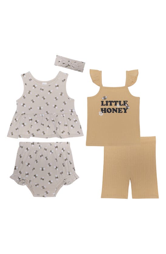 Petit Lem Babies' Kids' 4-piece Outfit Set In Yellow Bees