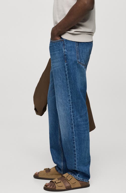 Mango Jean Bob Straight-fit In Dark Blue