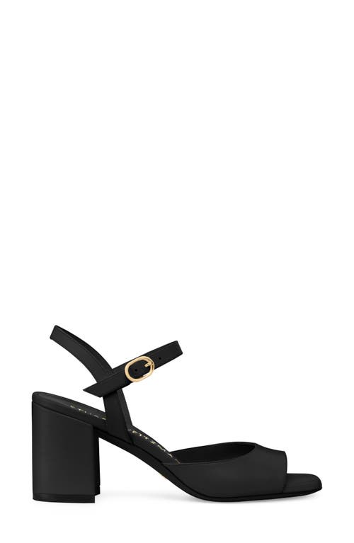 Stuart Weitzman Tia 75 Block Sandal In Black/black