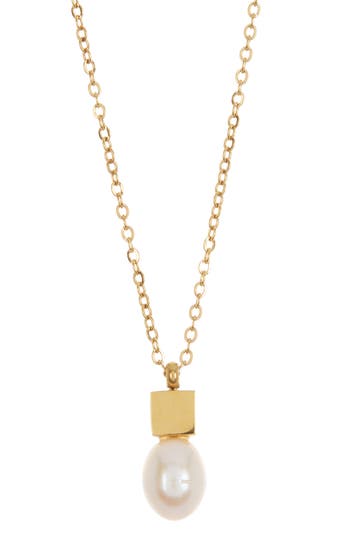 Ed Jacobs Nyc Imitation Pearl Pendant Necklace In Gold