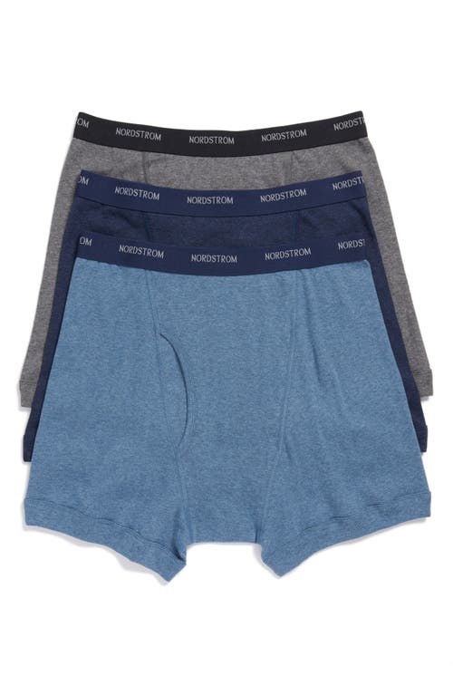 Nordstrom 3-Pack Supima® Cotton Boxer Briefs in Navy/Charcoal/Blue