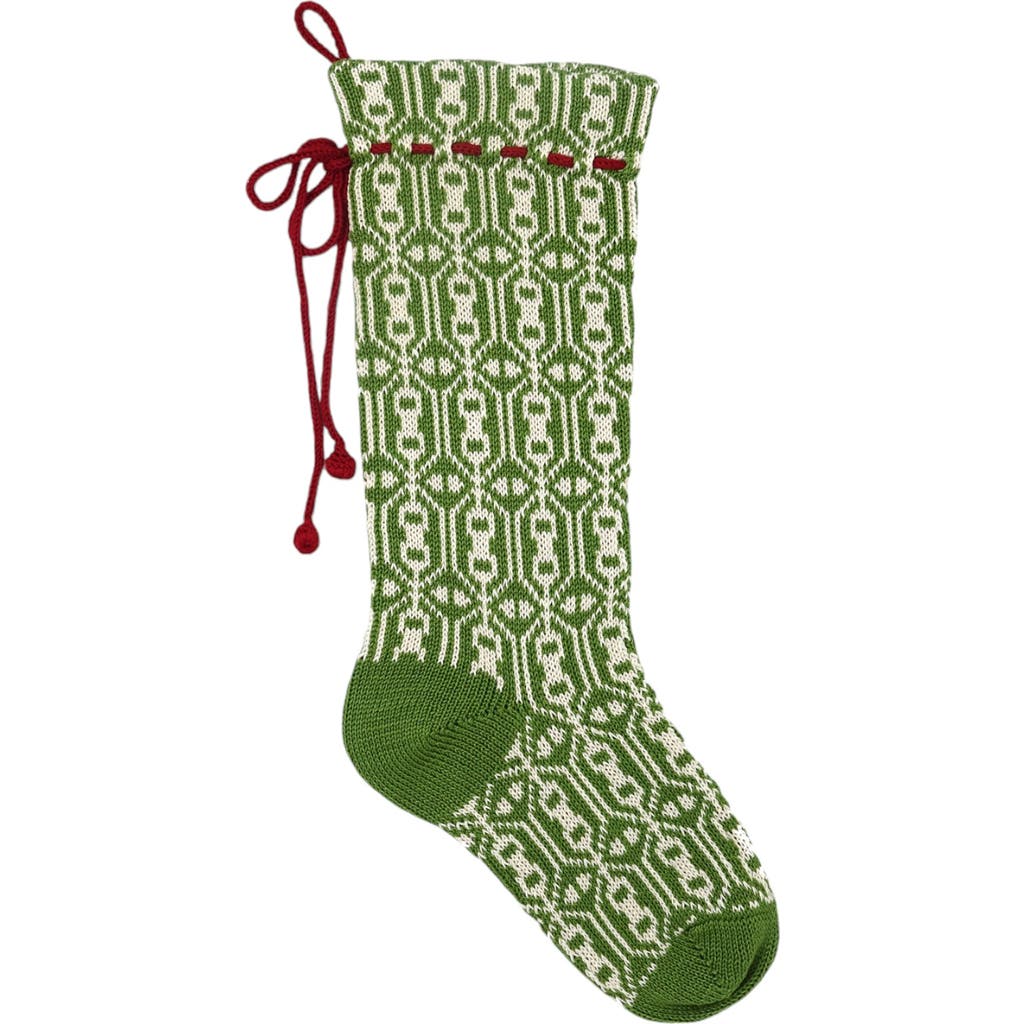 Melange Collection Green Patterned Stocking In Green