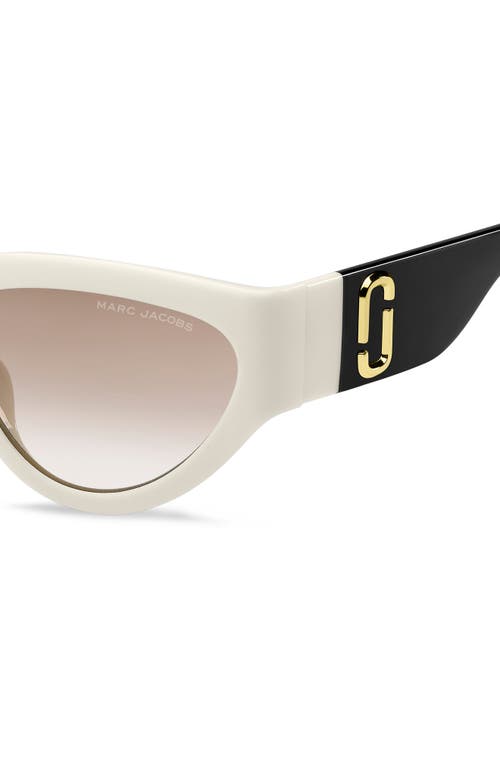 Shop Marc Jacobs 57mm Cat Eye Sunglasses In White Black/brown Gradient