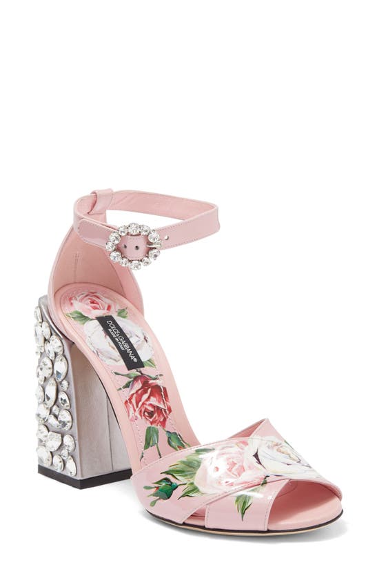DOLCE & GABBANA ROSEBUD EMBELLISHED SANDAL