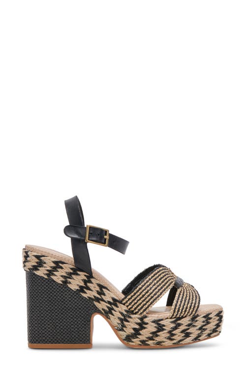 Shop Dolce Vita Cale Woven Raffia Platform Sandal In Black/natural Raffia