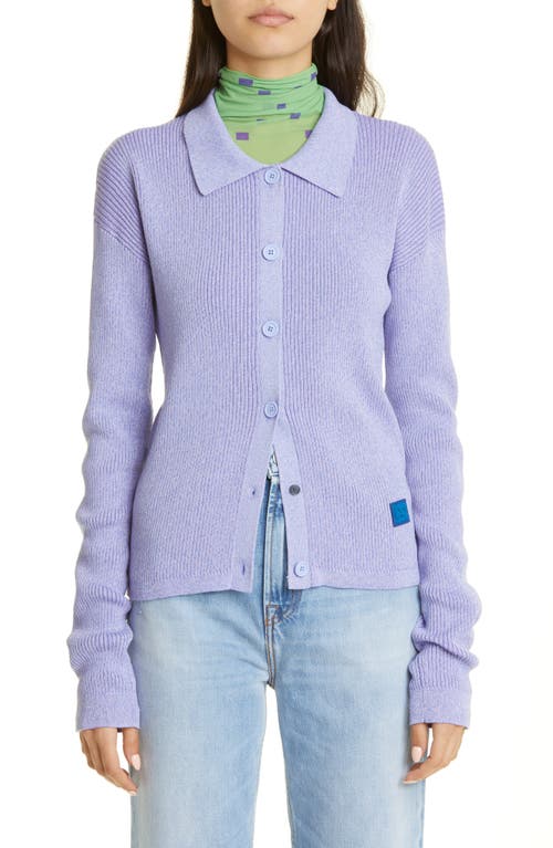 Acne Studios Gender Inclusive Keat Wool Blend Polo Cardigan in Iris Purple