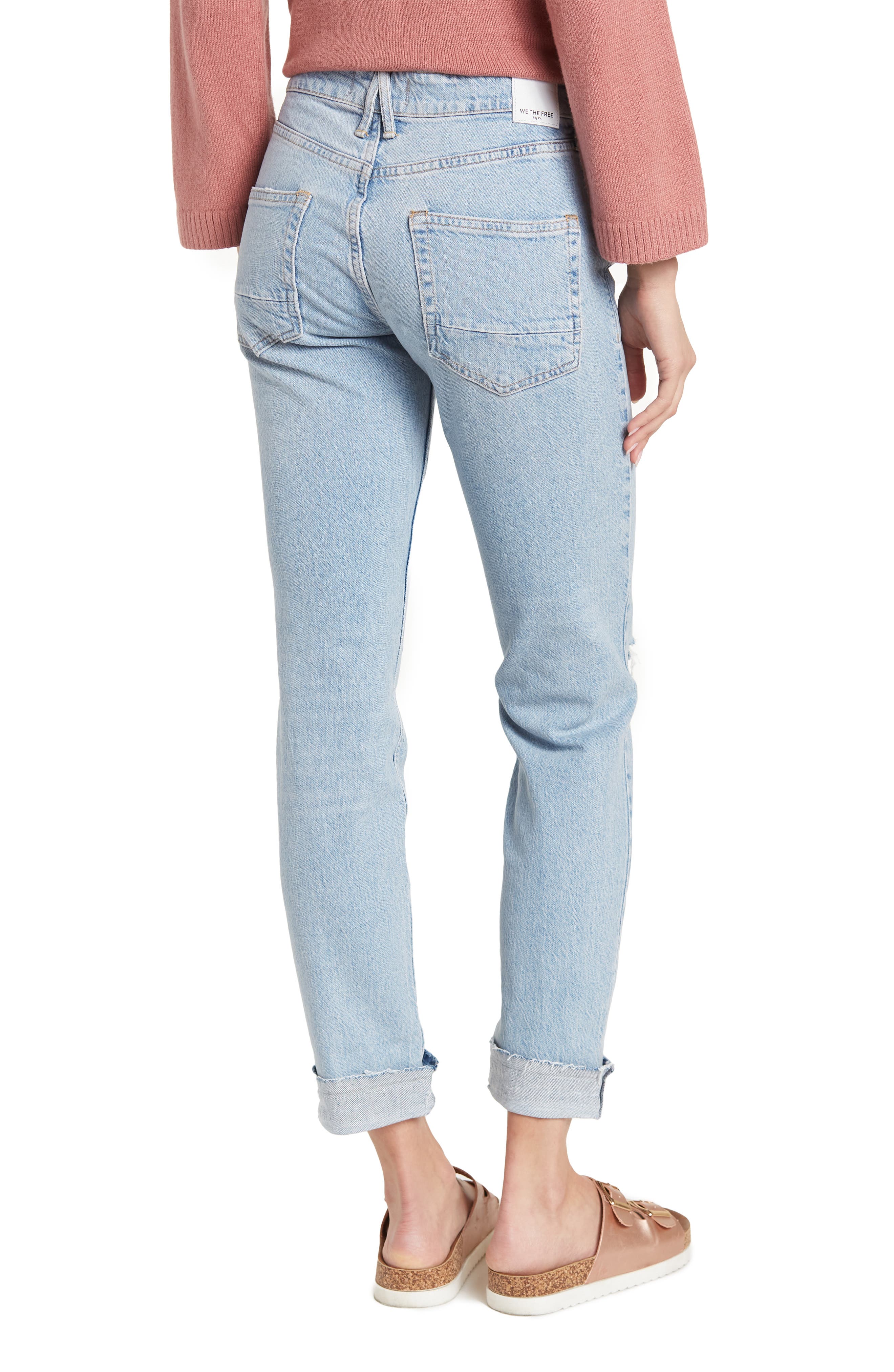Free People Crop Slim Boyfriend Jeans 