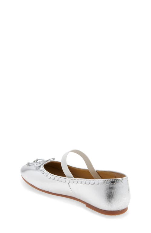 Shop Mini Boden Kids' Metallic Ballet Flat In Silver Metallic