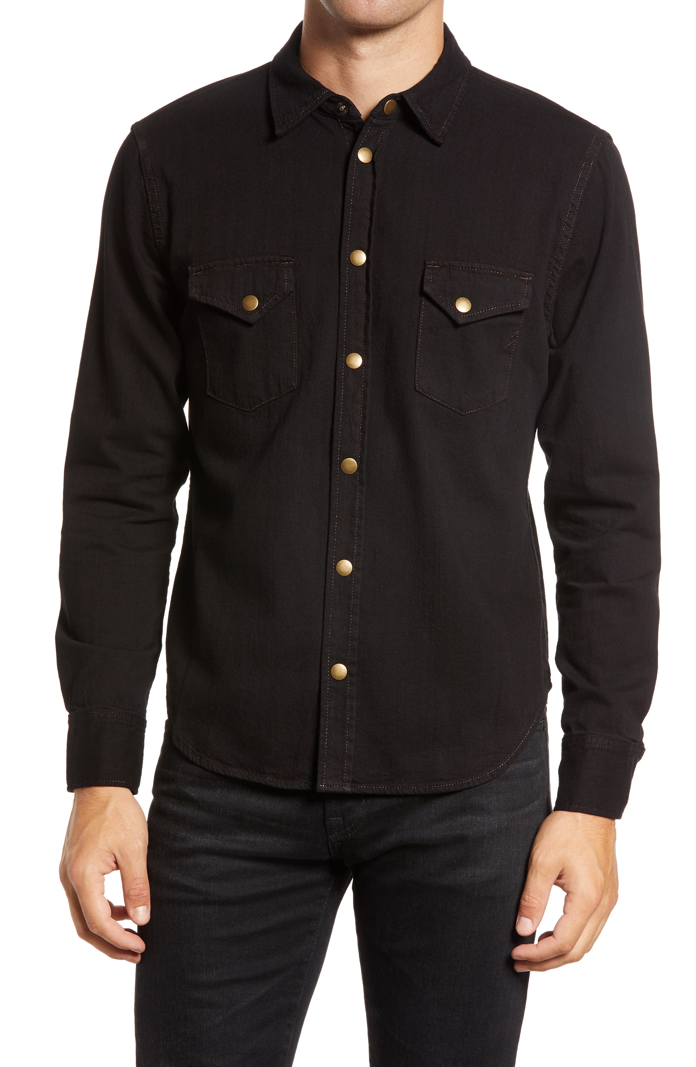 Billy Reid Denim Western Shirt In Black