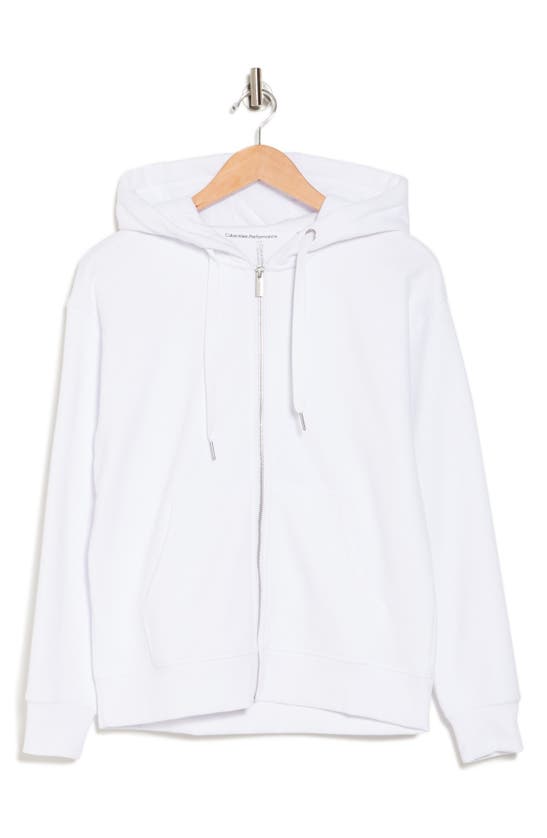 Shop Calvin Klein Cotton Blend Zip Hoodie In White