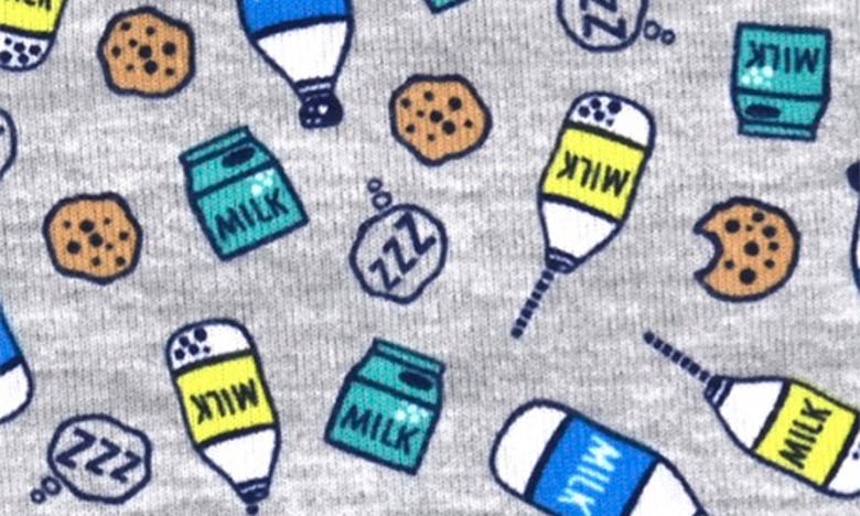 Shop Sleep On It Kids' Snug Fit Milk & Cookies Pajamas & Socks In Grey