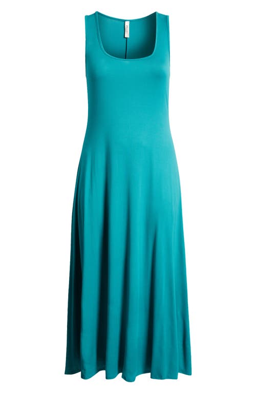 24seven Comfort Apparel Stretch A-line Tank Dress In Jade