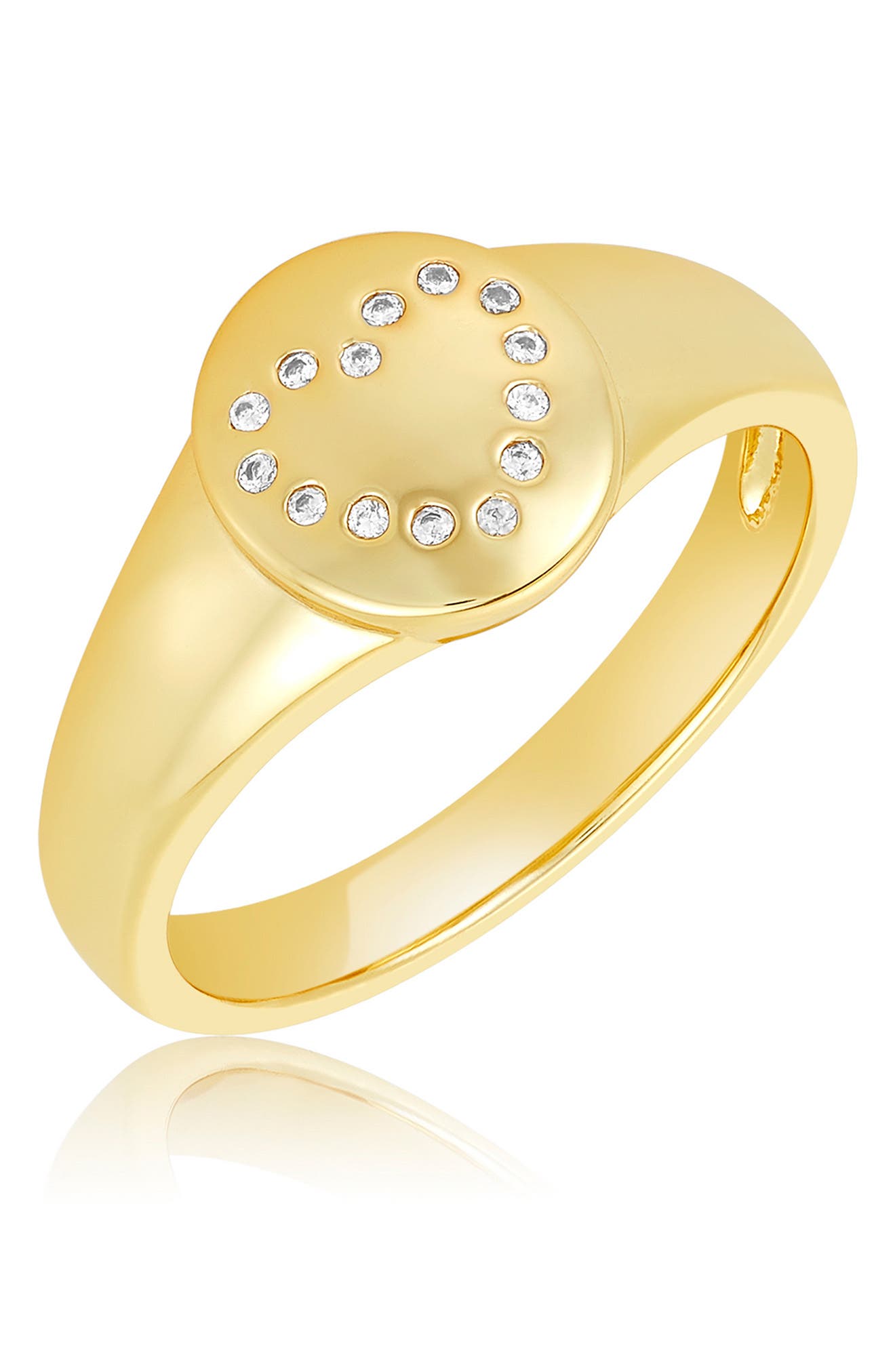 Adornia Gold Vermeil Dotted Pave Heart Signet Ring In Yellow