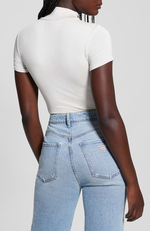 Guess Brienna Cutout Jersey Top In Pearl Oyster