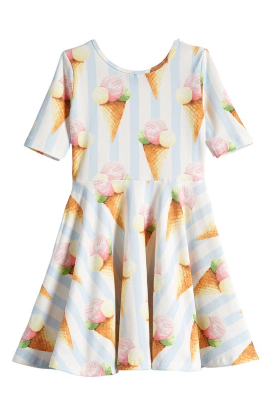 Shop Rock Your Baby Kids' Gelato Dreams Print Cotton Fit & Flare Dress In Cream
