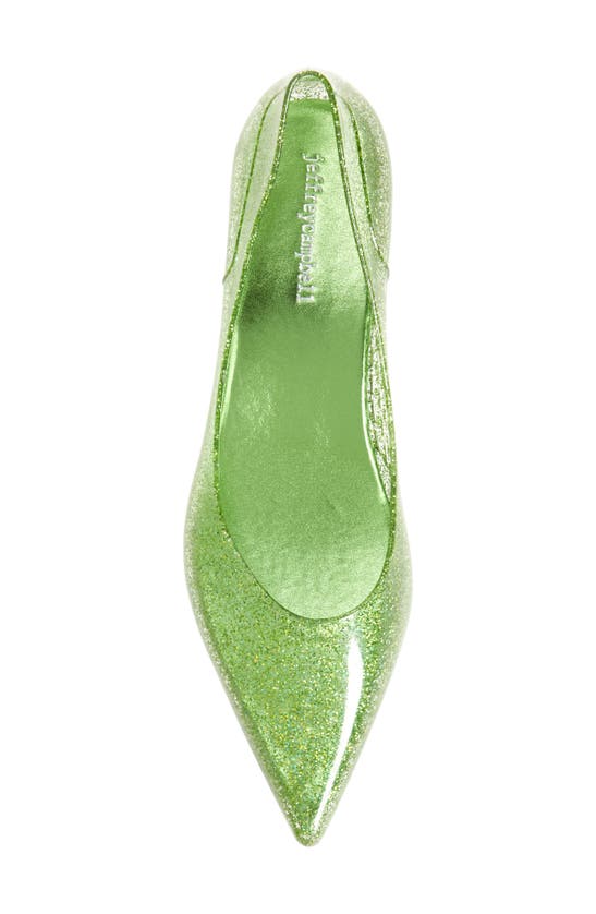 Shop Jeffrey Campbell Millenni Pointed Toe Kitten Heel Pump In Green Iridescent Glitter