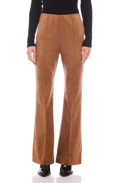 Shop Fifteen Twenty Ellie Pintuck Bootcut Faux Suede Pants In Cog